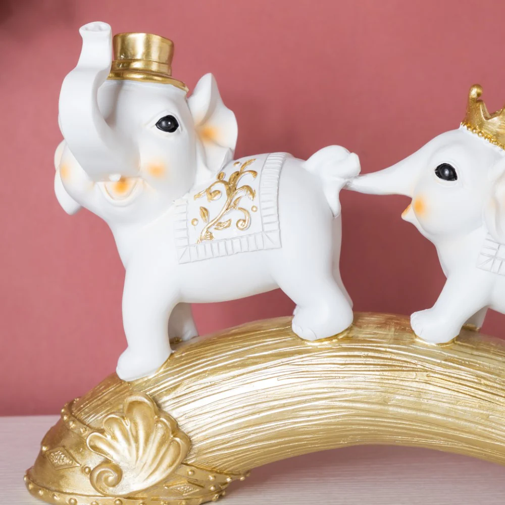 Elephant Family Decorative Showpiece White 12 X 7 Inch - Image 6