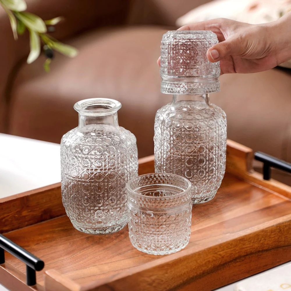 Embossed Bedside Carafe Set Of 2 - Image 3