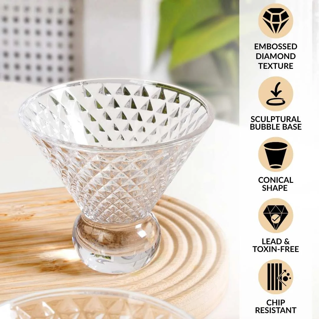 Embossed Crystal Ball Cocktail Glass Set Of 6 180ml - Image 3