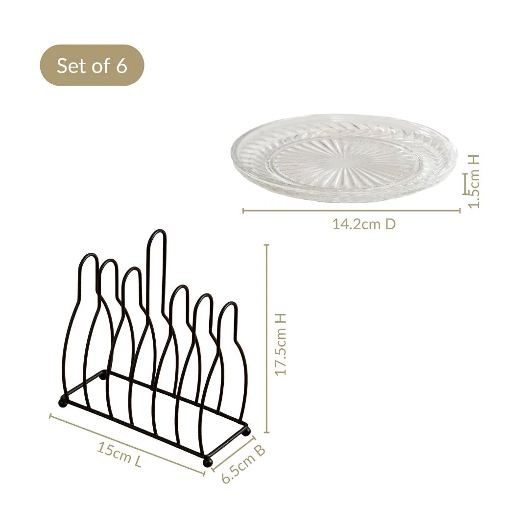 Embossed Dessert Plate Set Of 6 With Stand 14cm - Image 4