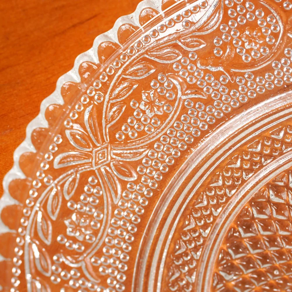 Embossed Glass Dessert Plate Set Of 6 Small 15cm - Image 7