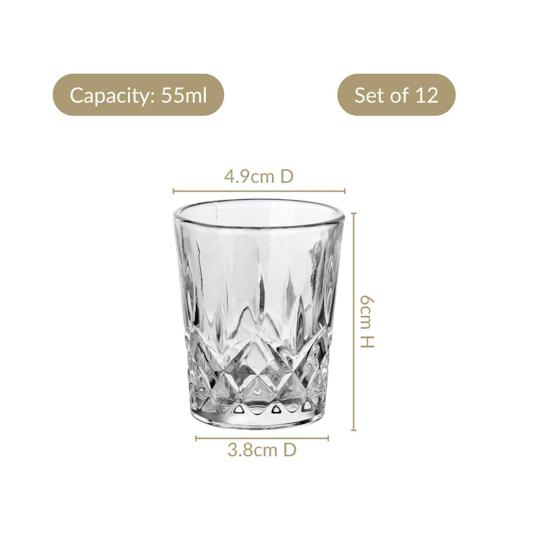 Embossed Shot Glass Set Of 12 55ml - Image 3
