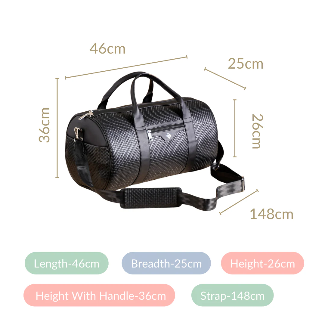 Embossed Sleek Black Duffle Bag - Image 8