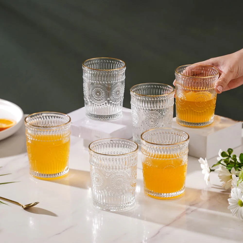 Embossed Small Drinkware Glass Set of 6 250 ml - Image 2
