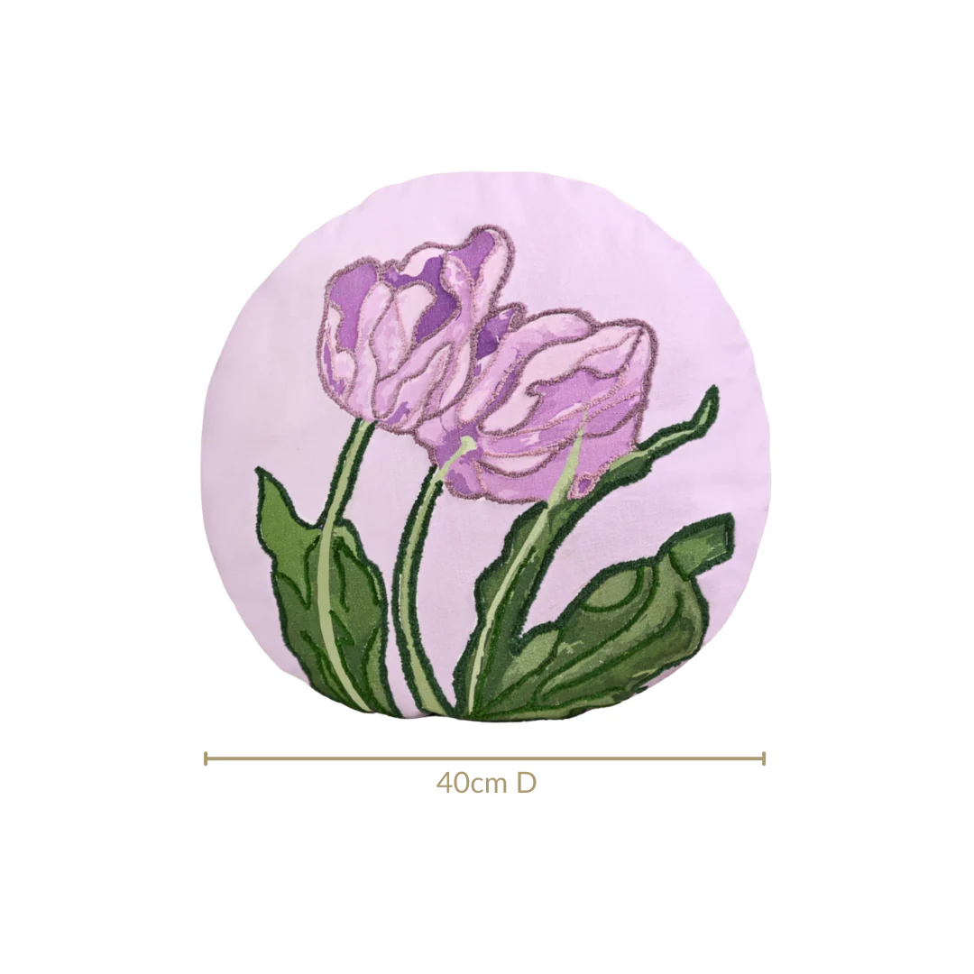 Embroidered Lilac Petal Cushion Cover 40cm - Image 3
