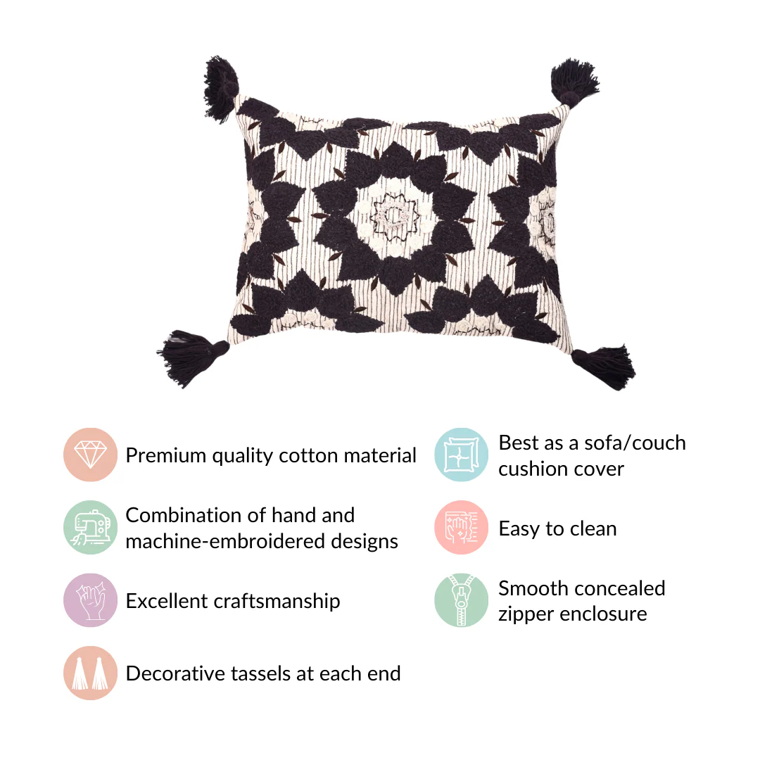 Embroidered Pattern Throw Cushion Cover 20x14 Inch - Image 4