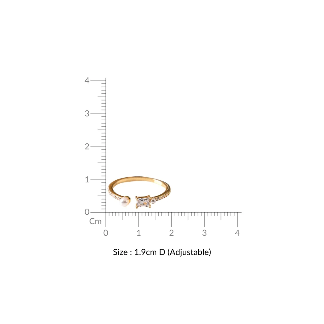 Emerald Cut Pearl Ring Gold - Image 3