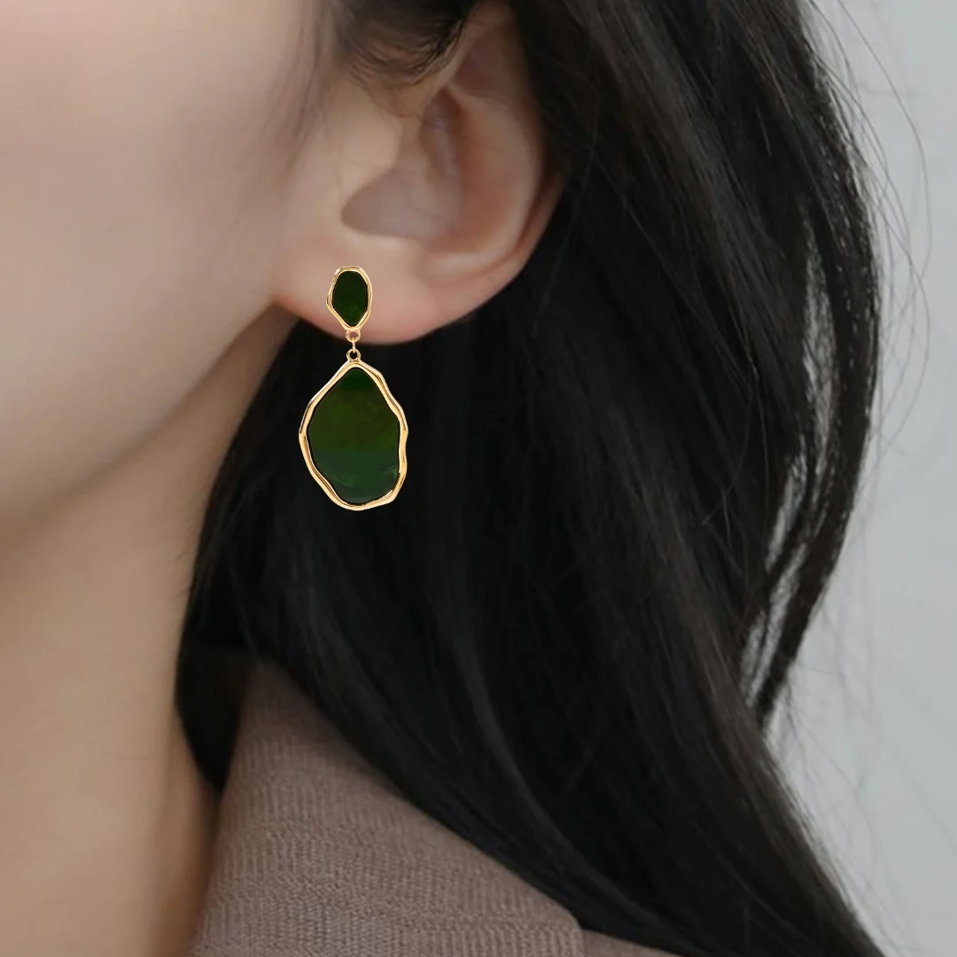 Emerald Green Dangler Earrings - Image 5