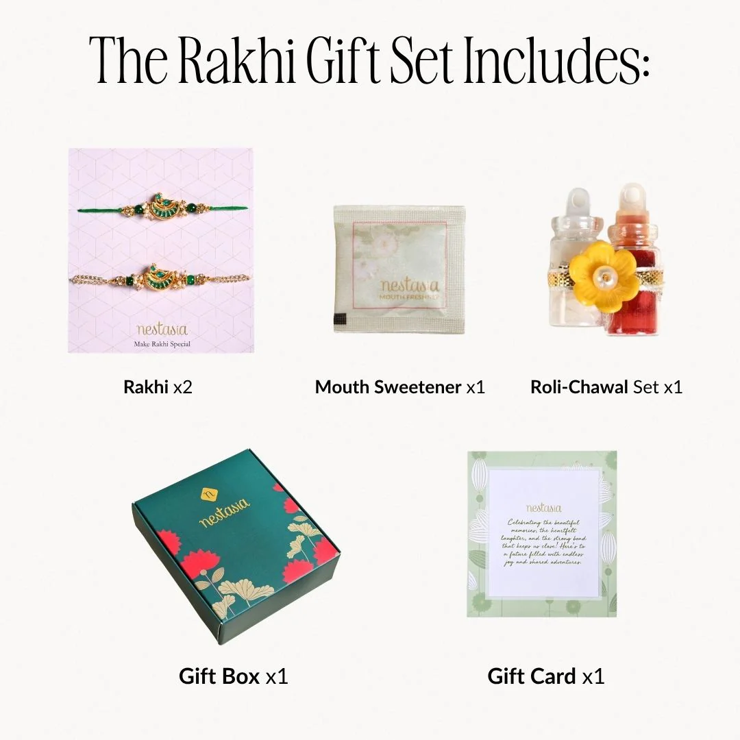 Emerald Noor Rakhi And Lumba Bracelet Set - Image 4