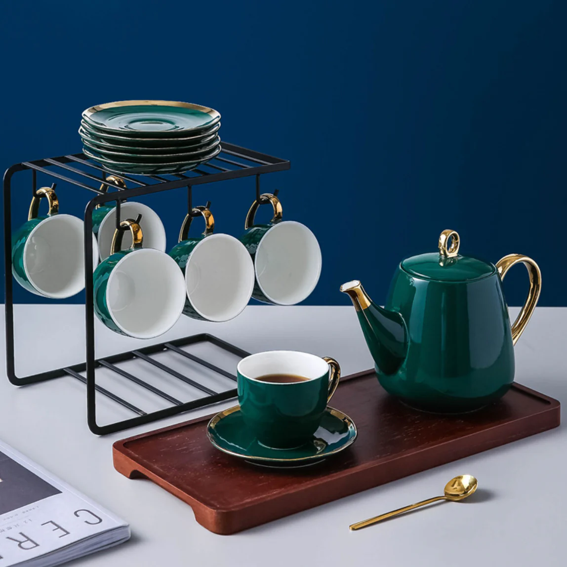 Emerald Tea Set With Stand - Image 6