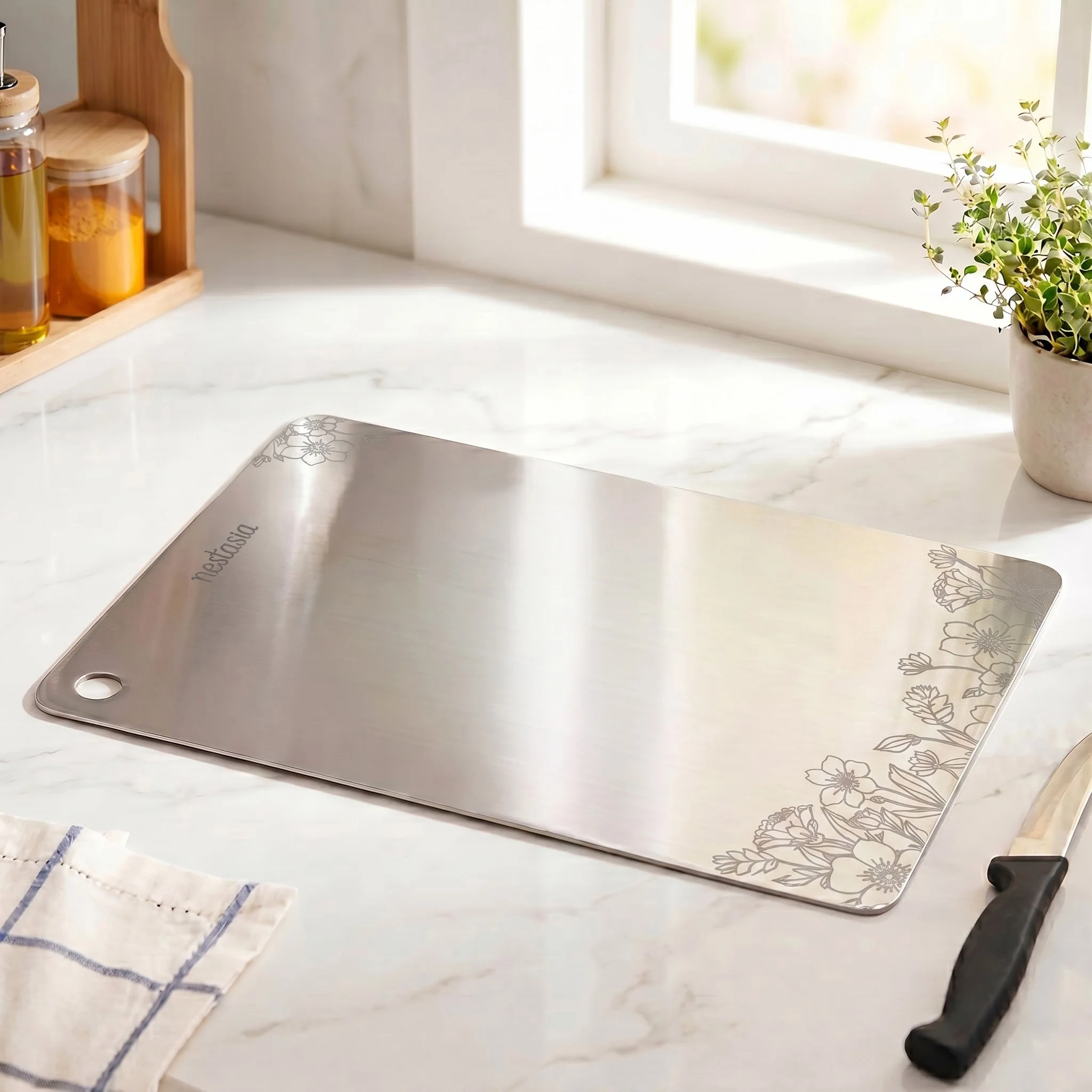 Engraved Stainless Steel Chopping Board 35x25cm - Image 3