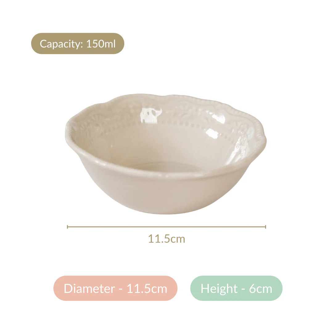Era Beige Vintage Ceramic Snack Bowl Set Of 4 150ml - Image 5
