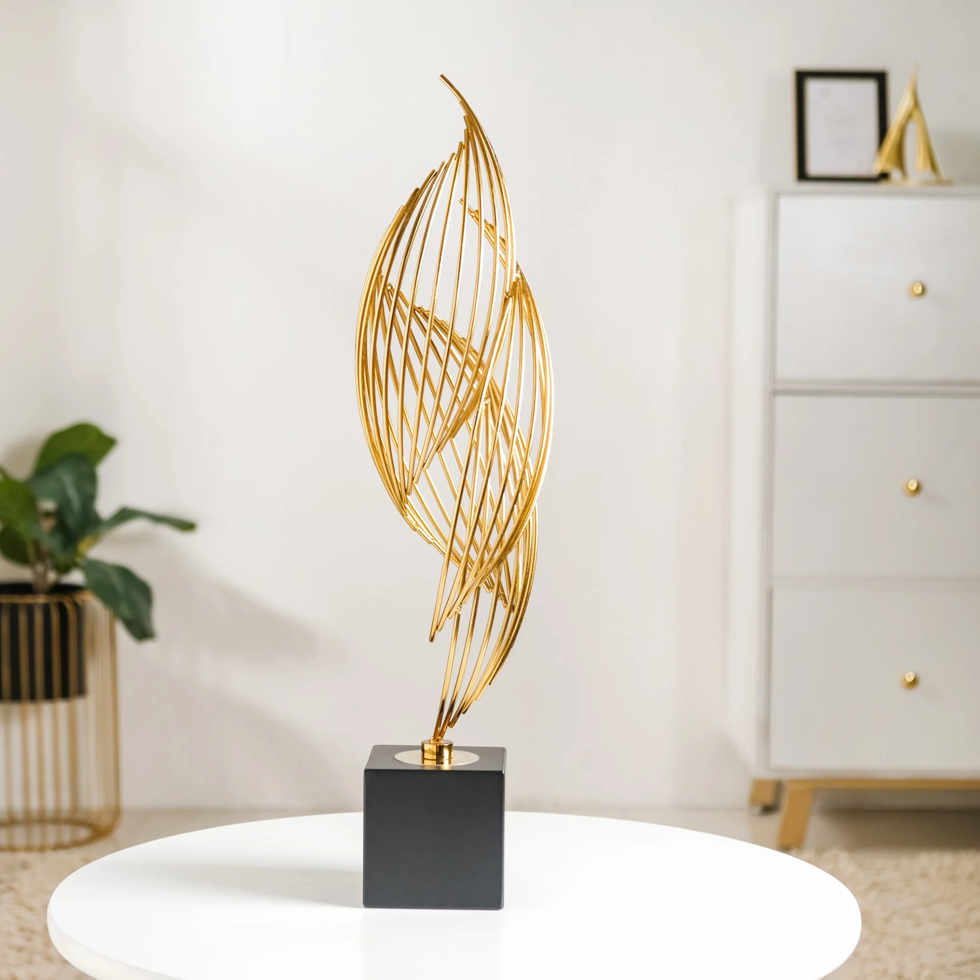 Eternal Flame Sculpture Showpiece Gold Large - Image 5