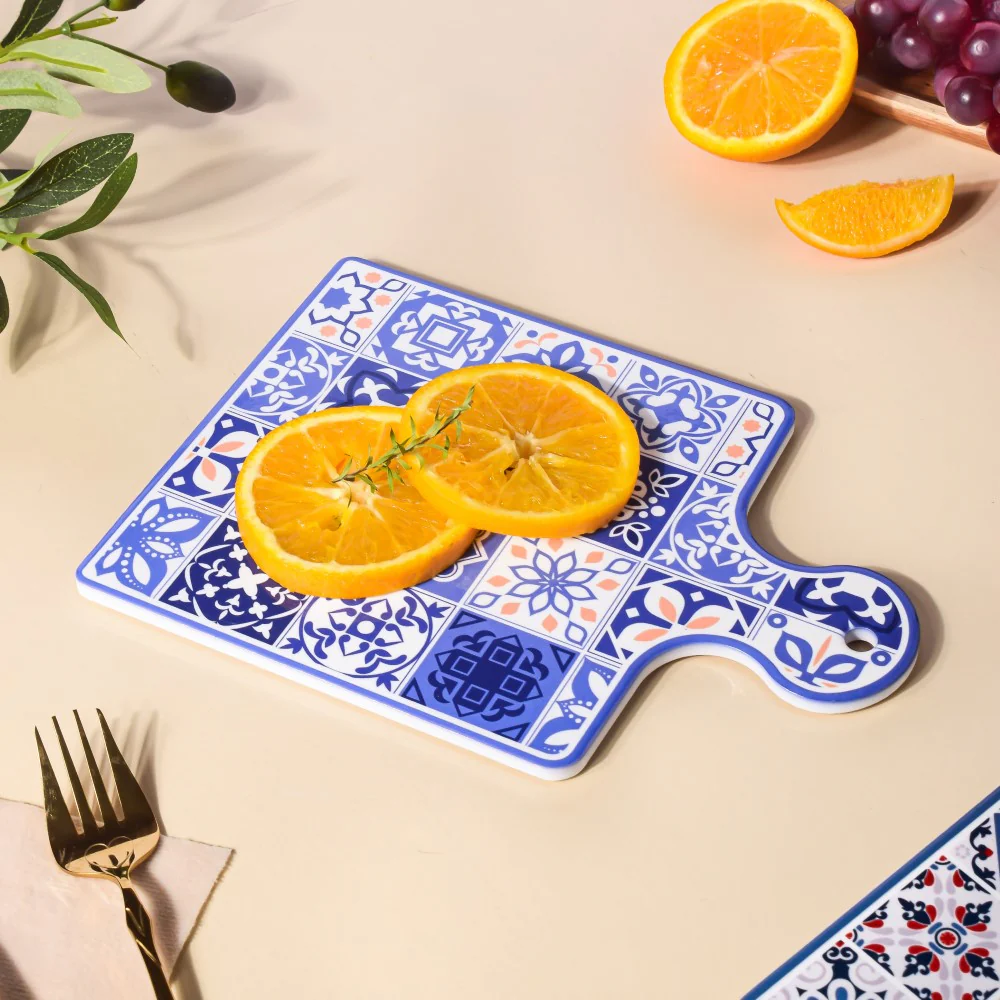 Ethnic Platter With Handle Blue 9 Inch - Image 3