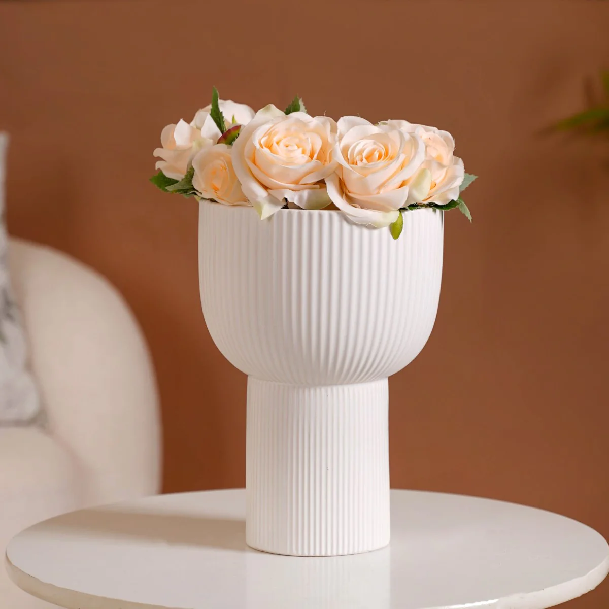 European Ceramic Flower Pot White - Image 2