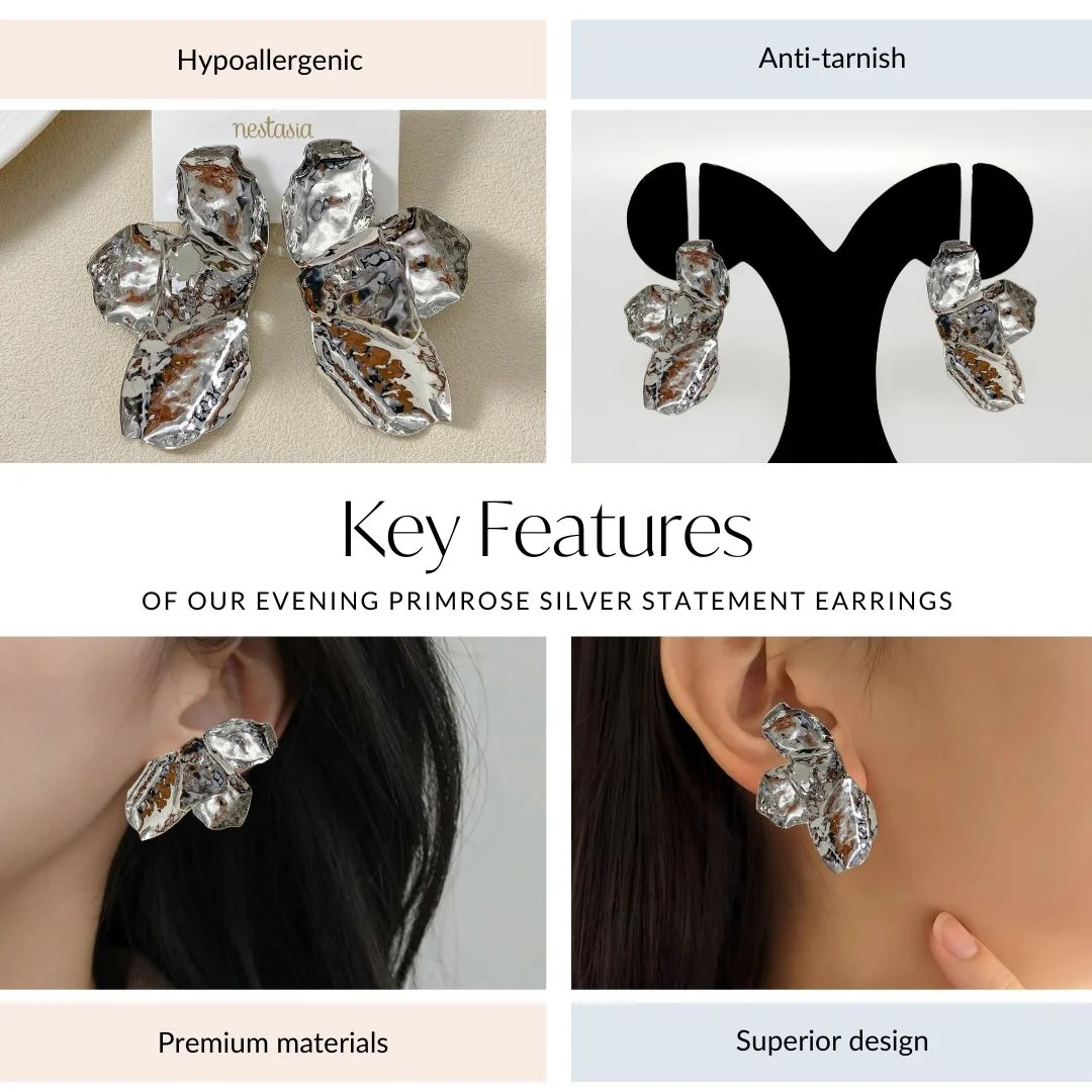 Evening Primrose Silver Statement Earrings - Image 4