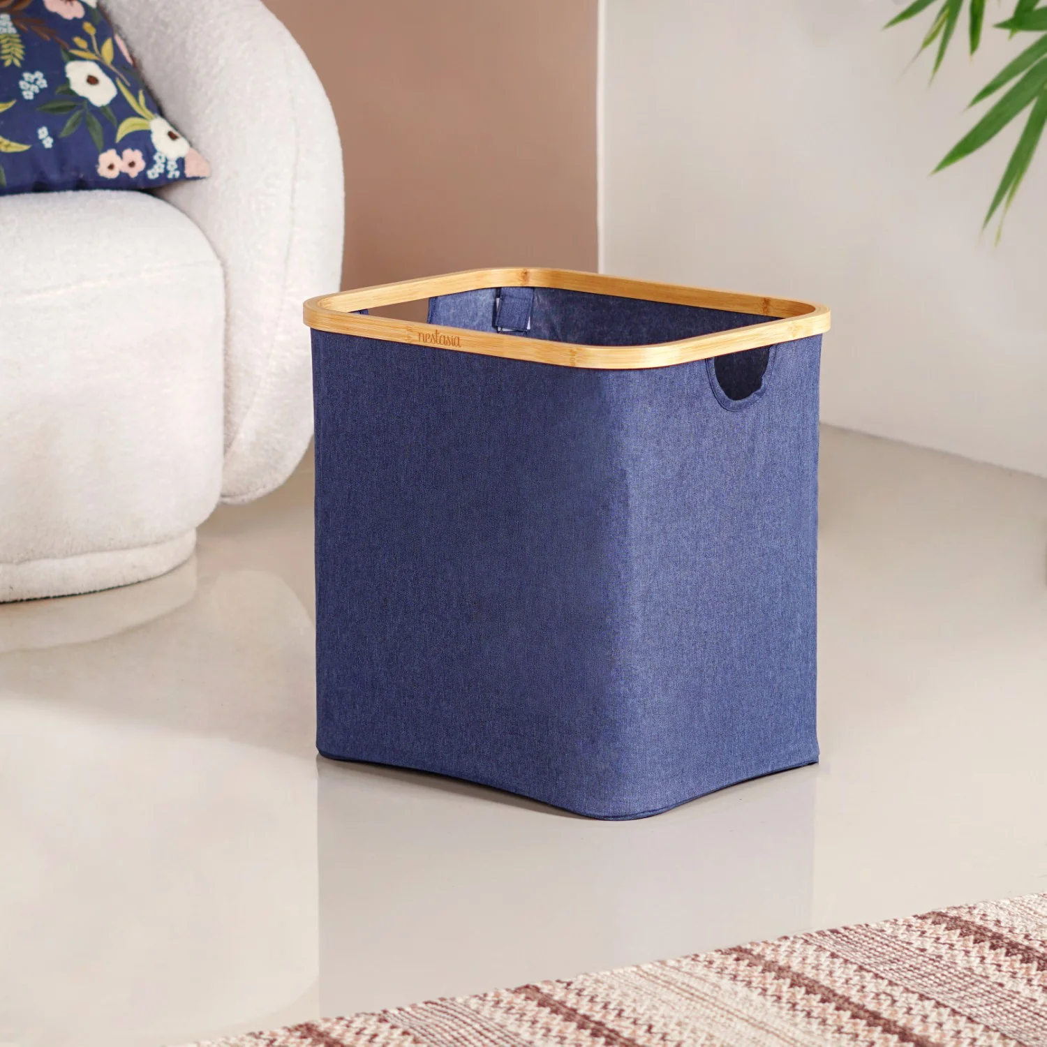 Fabric Storage Basket Blue - Image 2