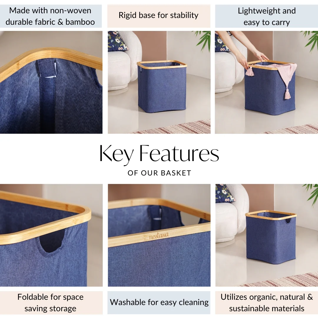Fabric Storage Basket Blue - Image 5