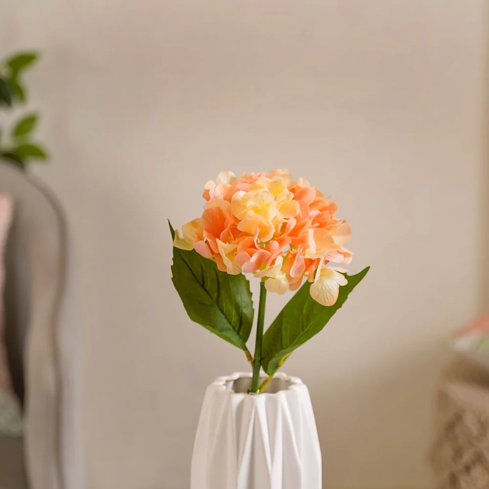 Faux Hydrangea Flower Peach - Image 3