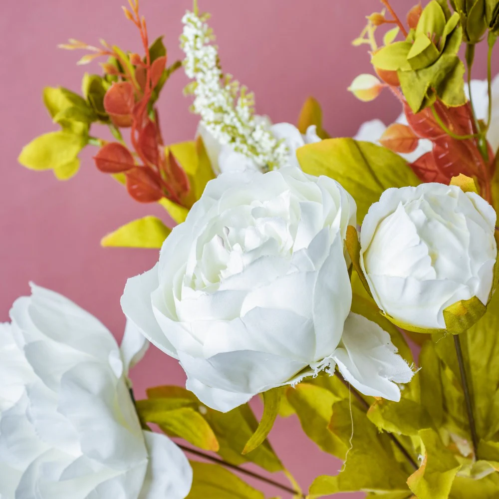 Faux Rose Bouquet White - Image 3