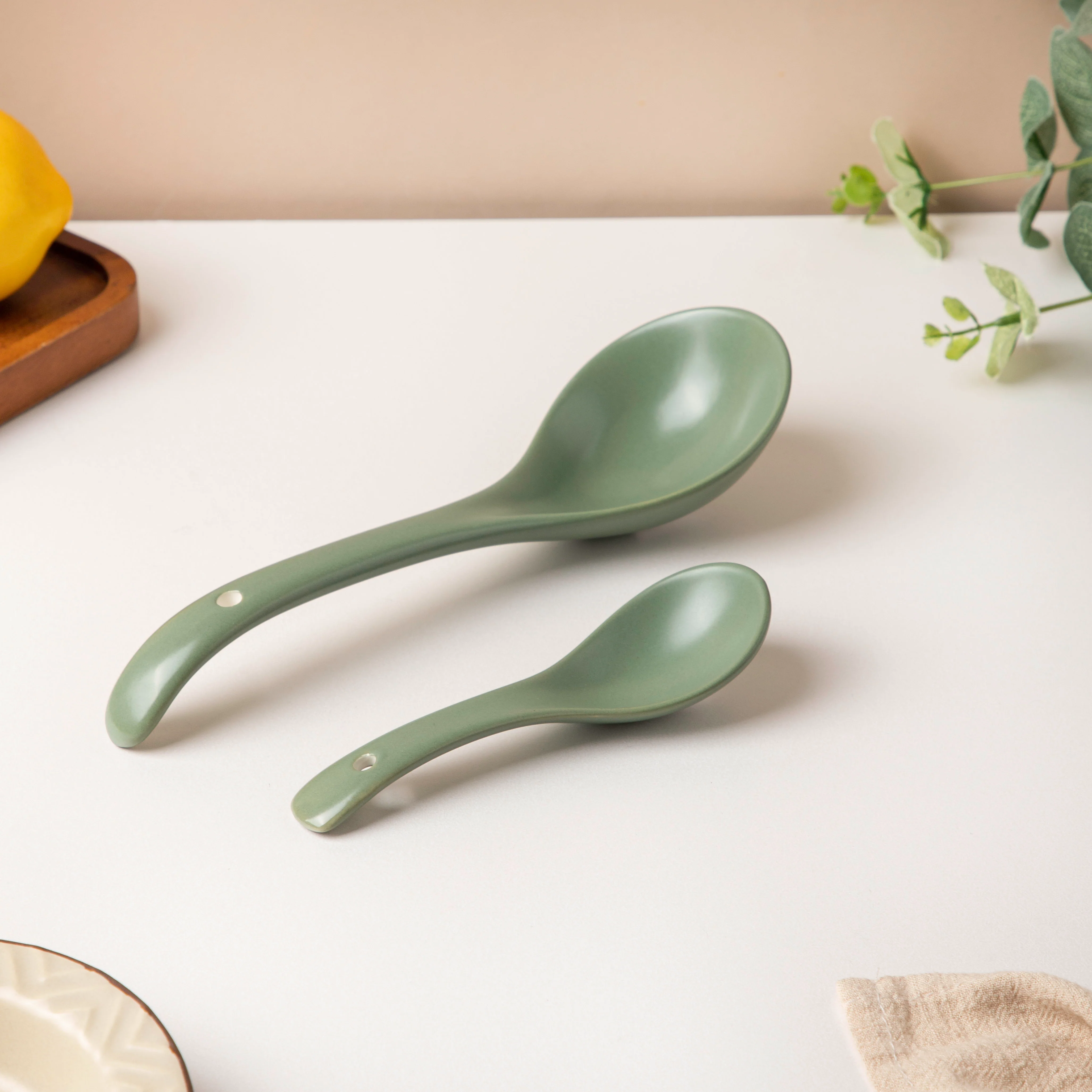 Fern Green Ceramic Serving Spoon - Image 4