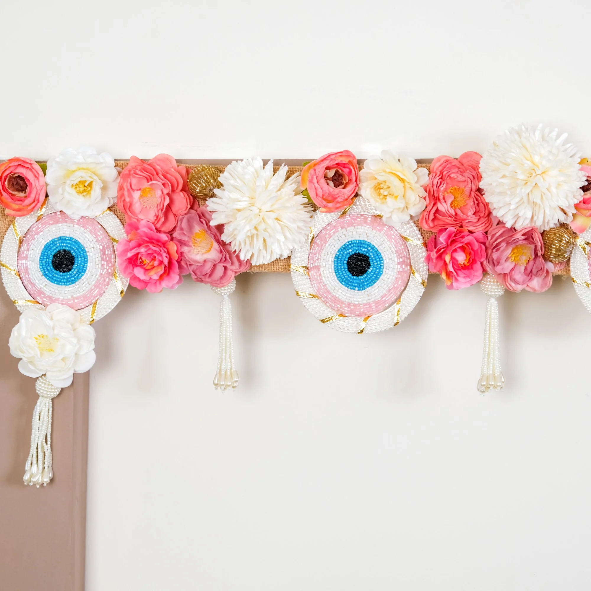 Festive Evil Eye Floral Toran With Tassels - Image 6