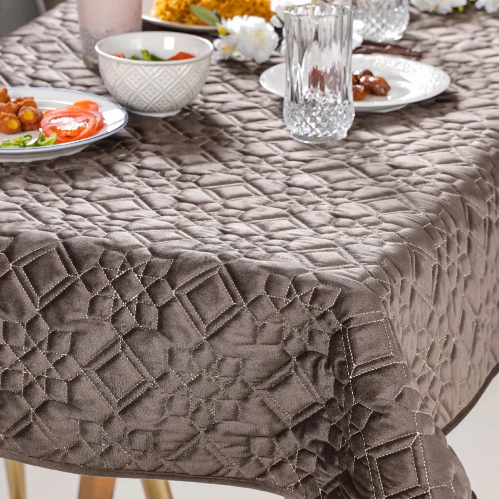 Festive Velvet Dining Tablecloth Brown 52x40 Inch - Image 4
