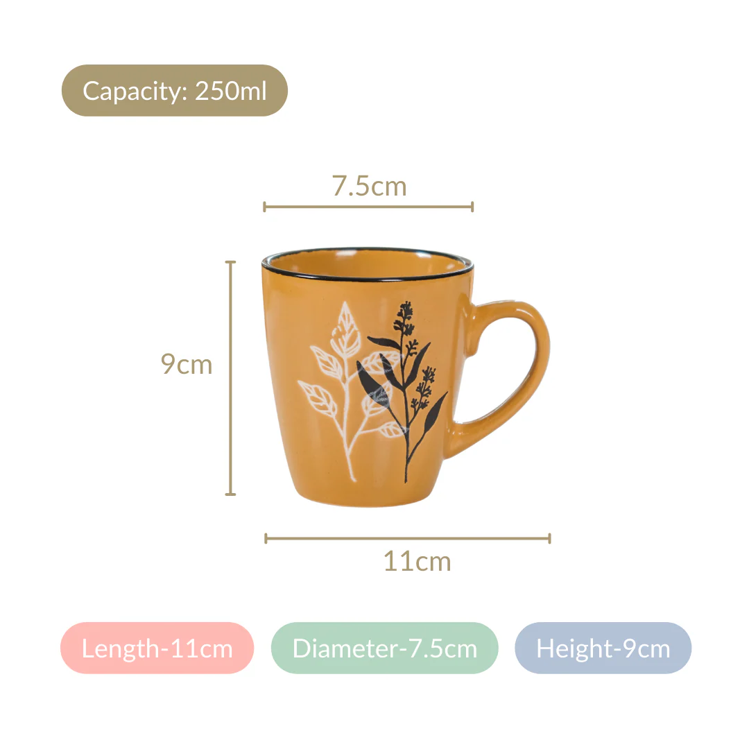 Filter Coffee Mug Set of 6 Mustard Ochre 250ml - Image 5
