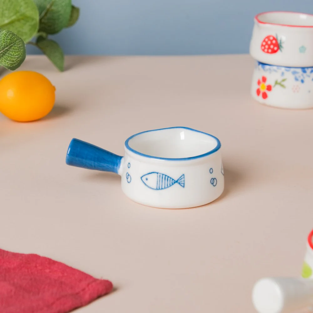 Fish Ceramic Creamer With Handle Blue Small - Image 5