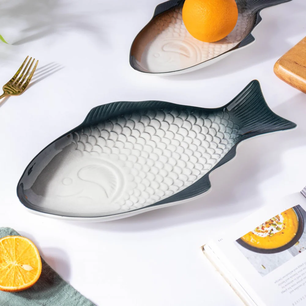 Ombre Fish Ceramic Platter Large - Image 6
