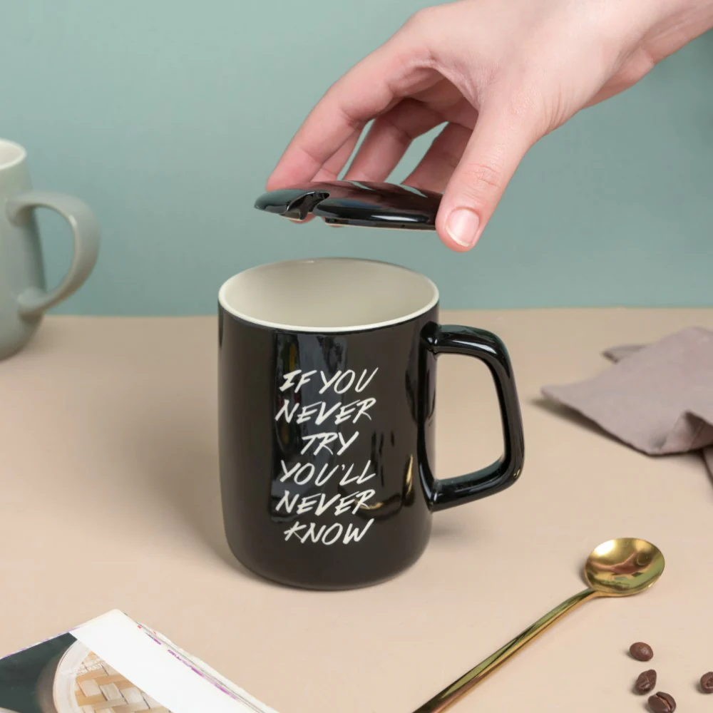 Fix You Black Cup With Lid And Spoon 300 ml - Image 3