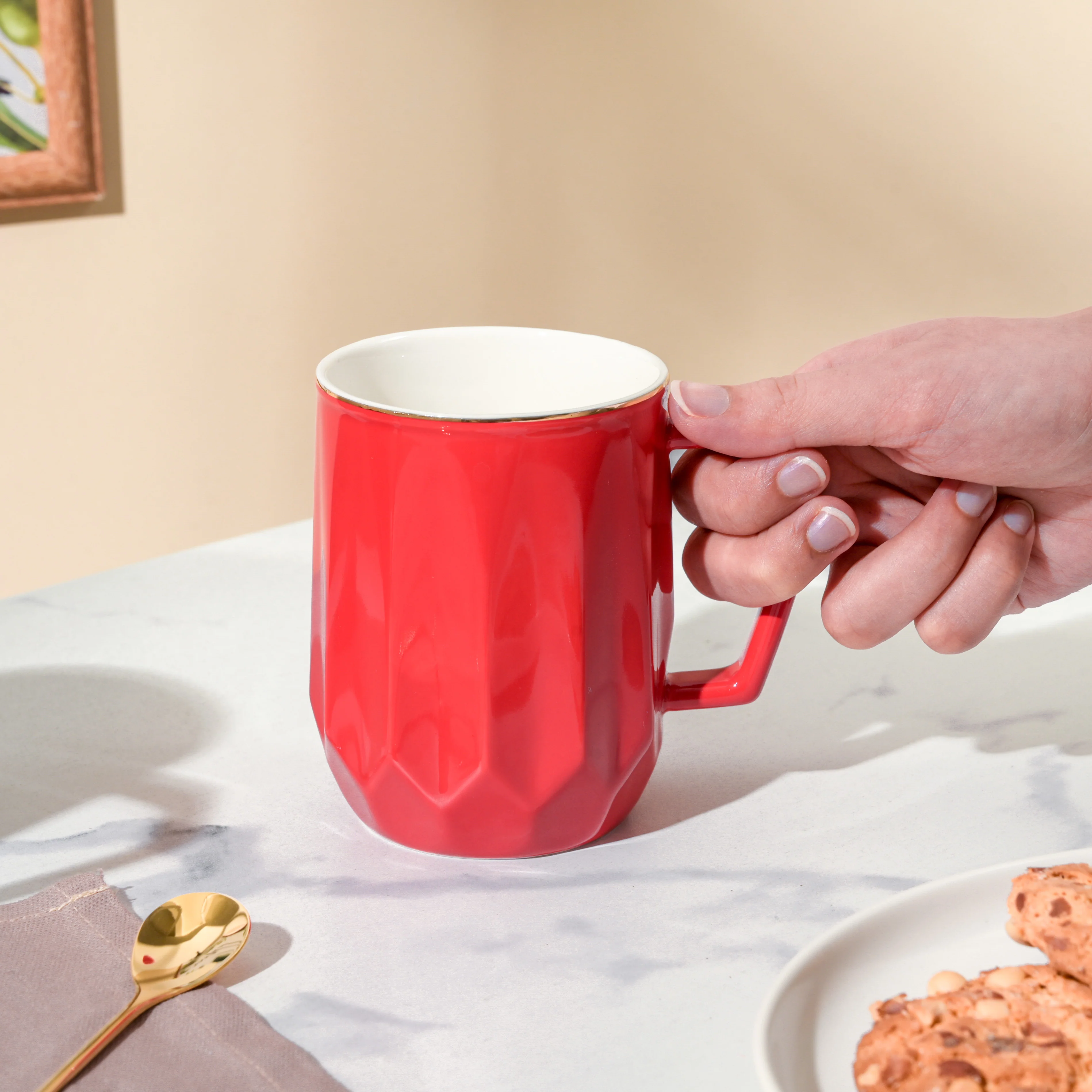Flame Red Ceramic Mug 350 ml - Image 2