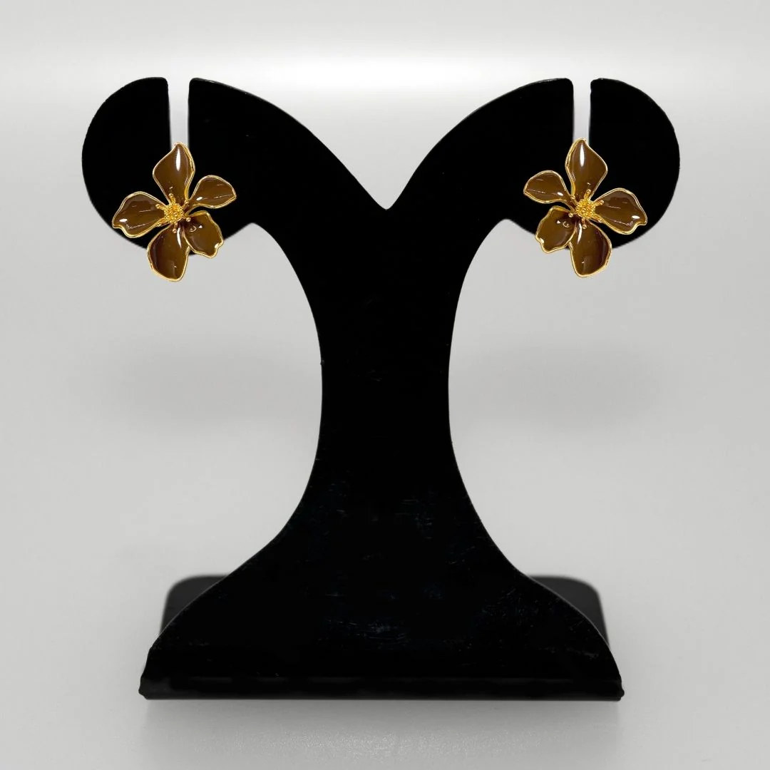 Flora Studs Brown - Image 6