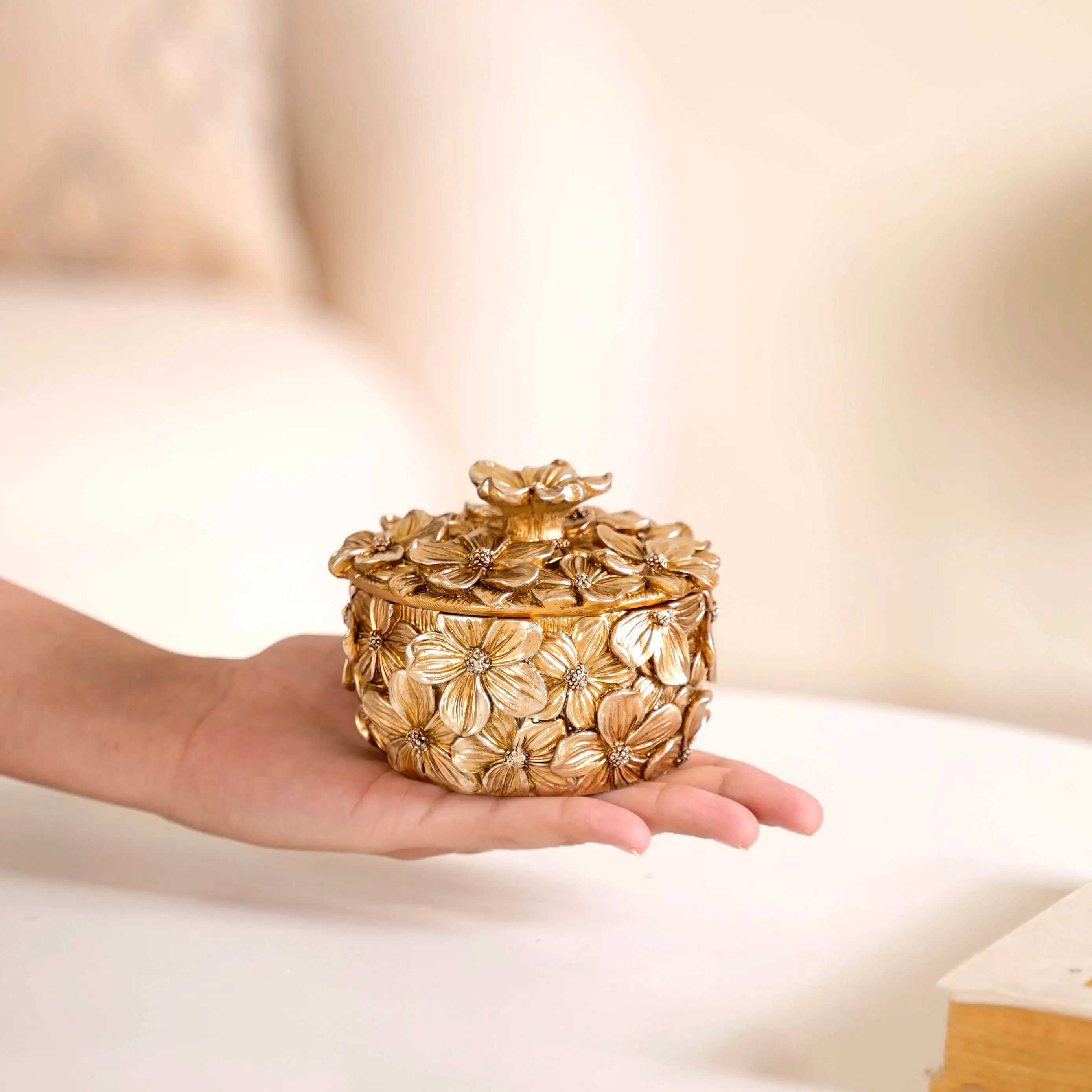 Floral 3D Trinket Jar Antique Bronze - Image 5