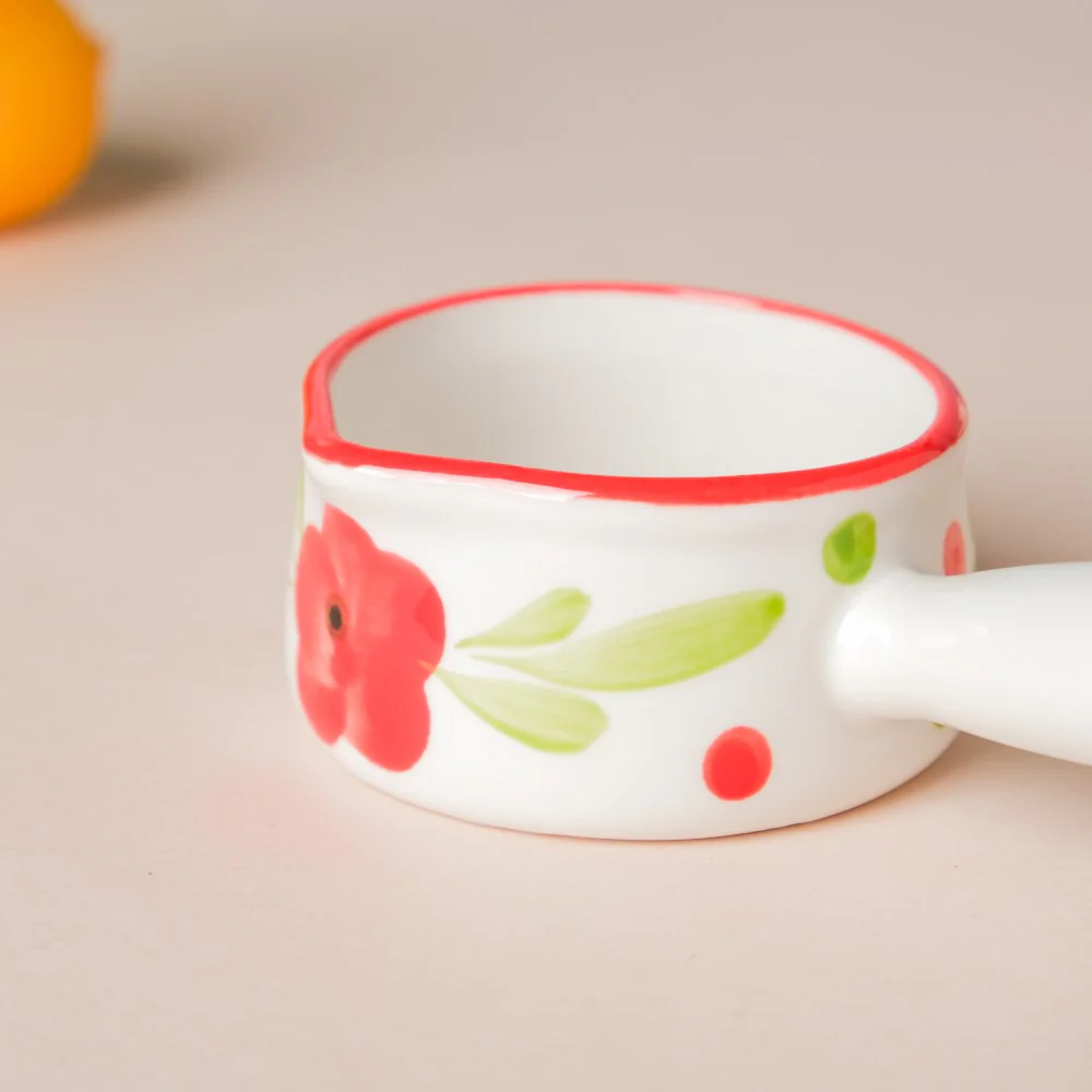 Floral Ceramic Creamer With Handle Red Small - Image 6