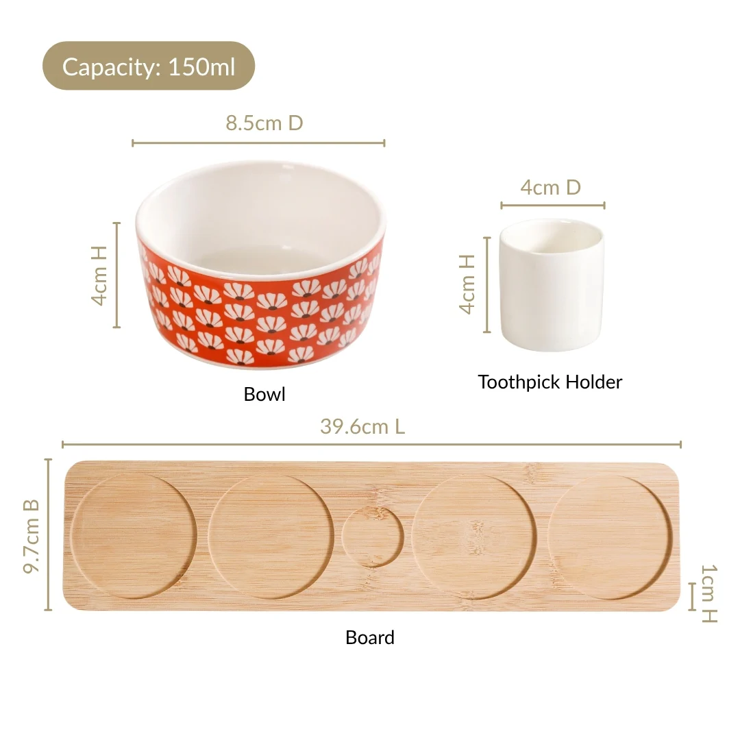 Flower Power Bowls Tray And Toothpick Set Of 7 - Image 4