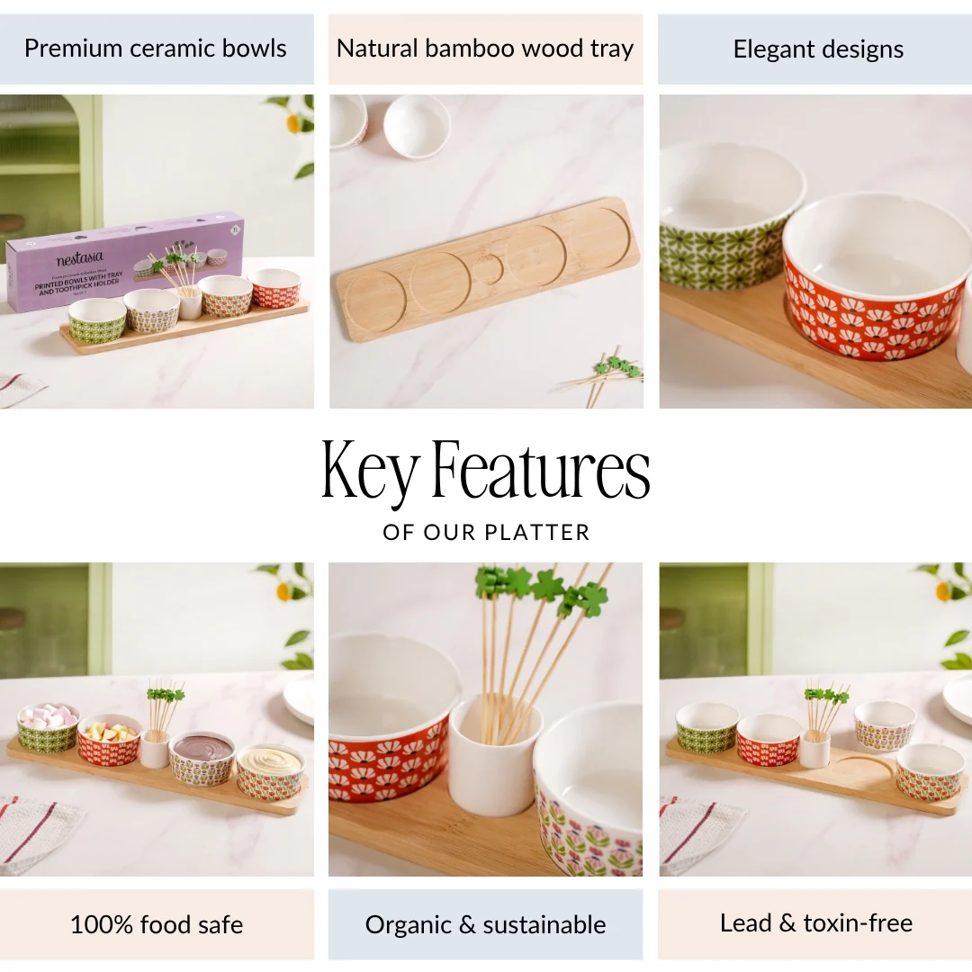 Flower Power Bowls Tray And Toothpick Set Of 7 - Image 5