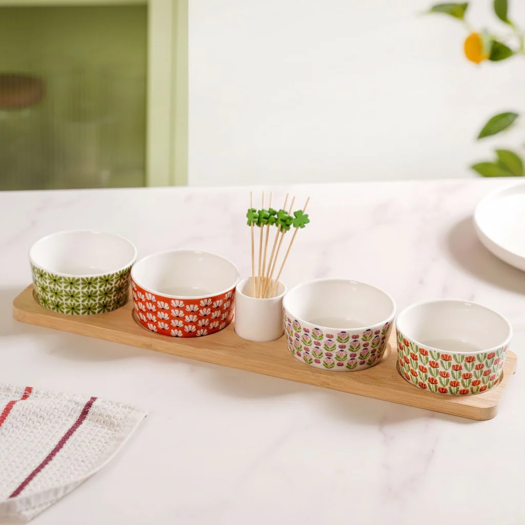 Flower Power Bowls Tray And Toothpick Set Of 7 - Image 6