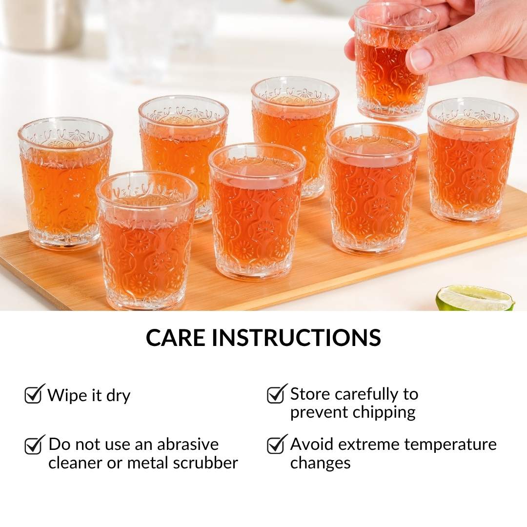 Floral Embossed Shot Glass Set Of 12 55ml - Image 6