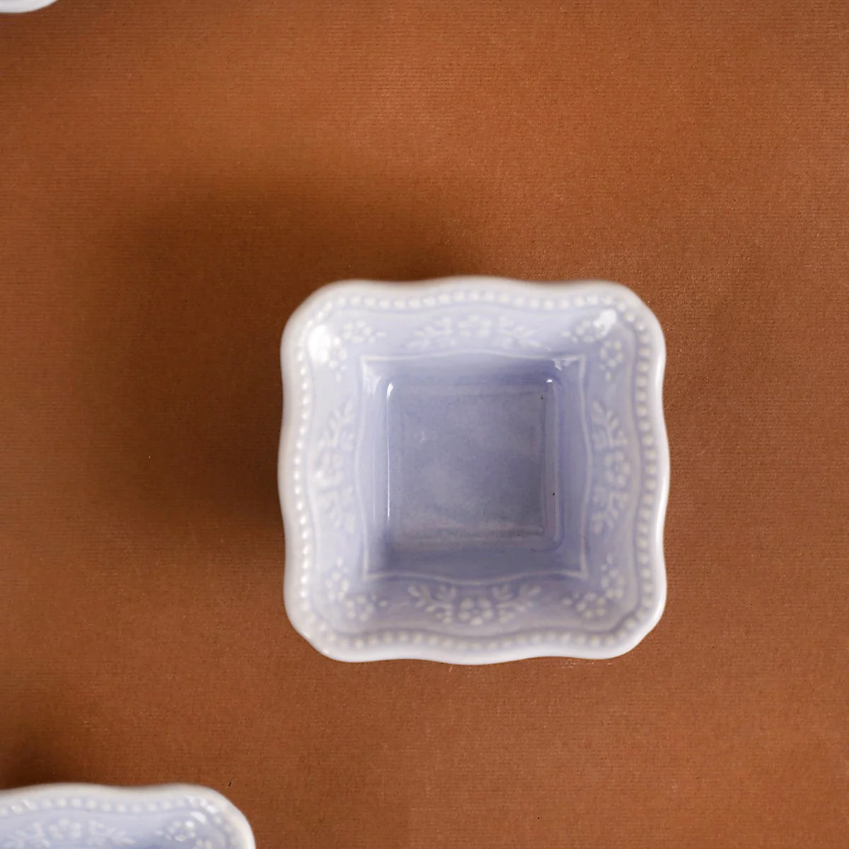 Floral Embossed Small Square Dip Bowl Set Of 6 Lavender 60ml - Image 8