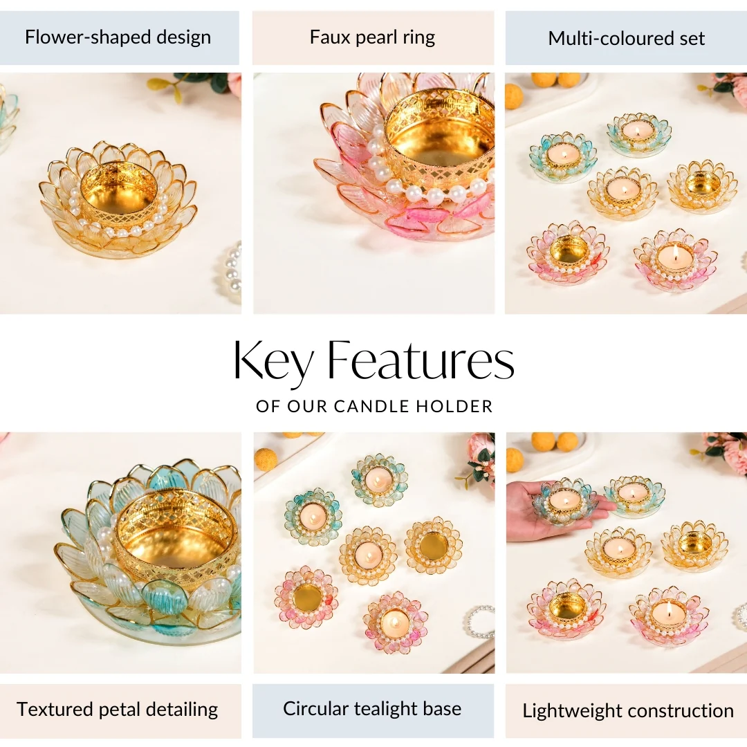 Floral Festivity Tealight Holder Set Of 6 - Image 4