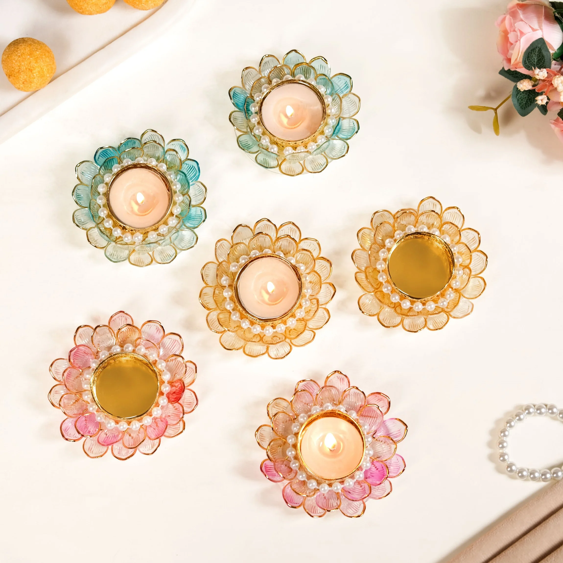 Floral Festivity Tealight Holder Set Of 6 - Image 8