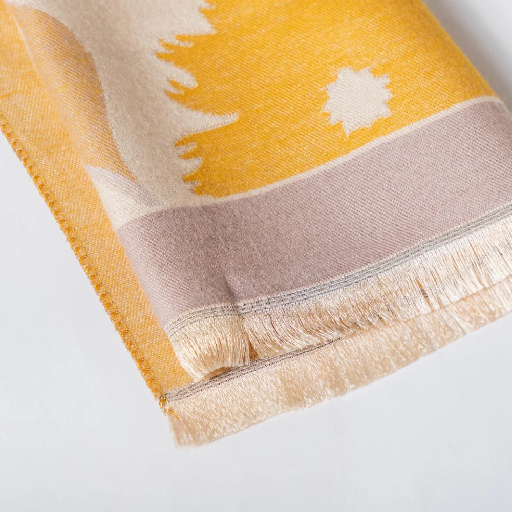 Floral Printed Winter Scarf Yellow - Image 5