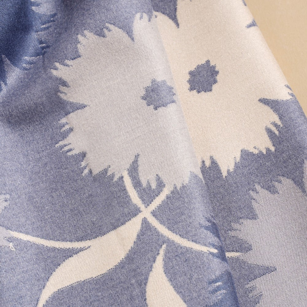 Floral Printed Woolen Scarf Blue - Image 7
