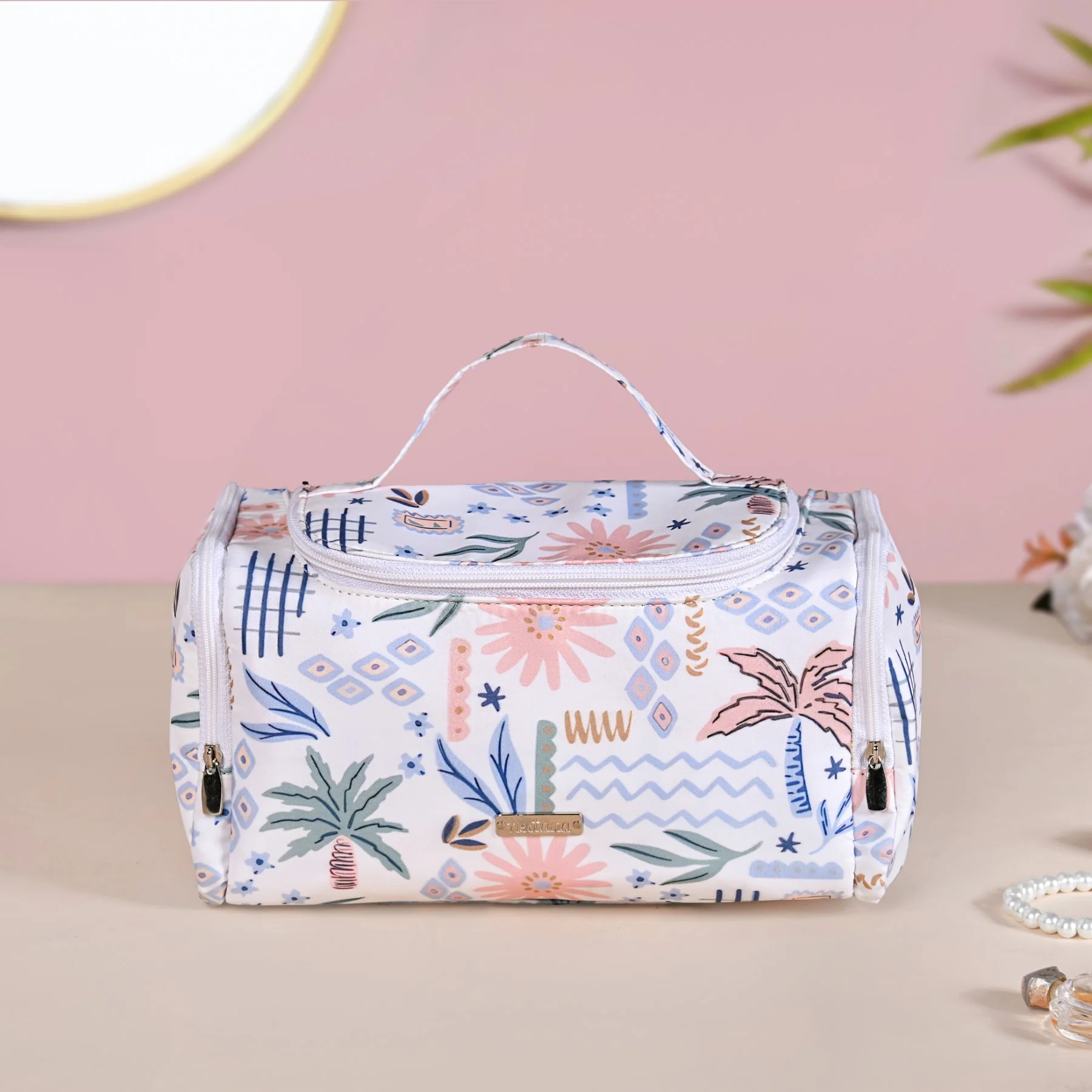 Floral Travel Organiser With Side Pockets