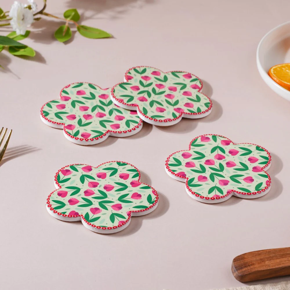 Flower Ceramic Coaster Set Of 4 - Image 8
