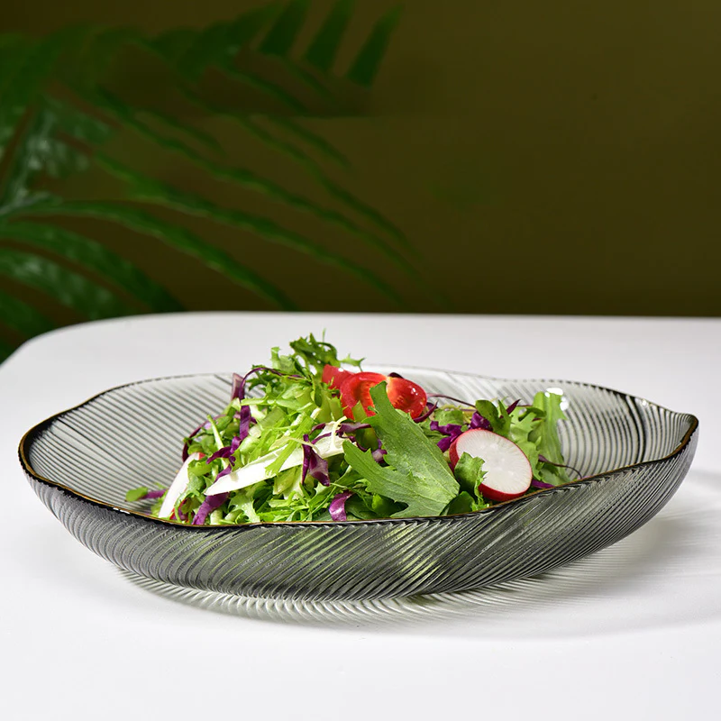 Flower Glass Pasta Plate Grey - Image 9