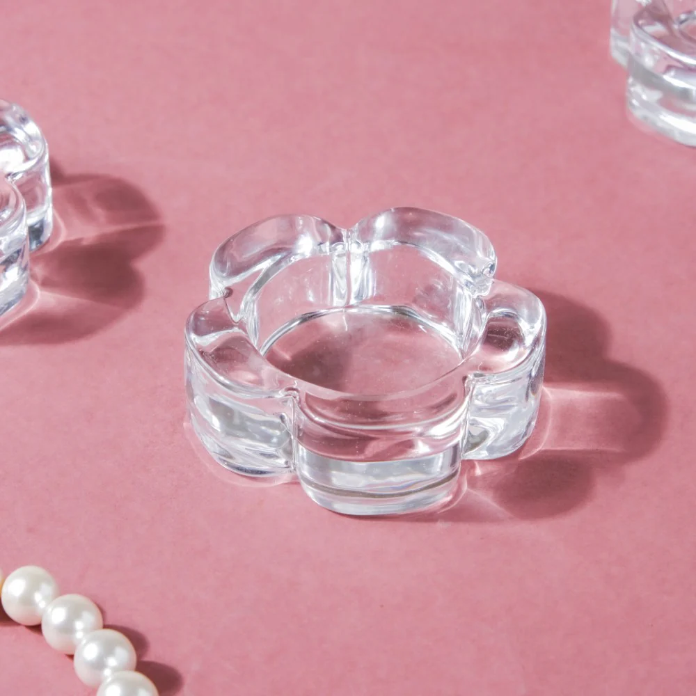Flower Glass Tealight Candle Holder Set of 4 - Image 3