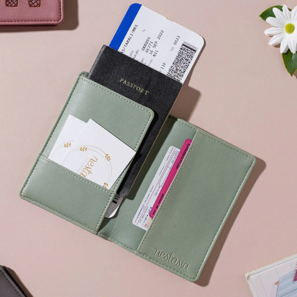Flower Jar Two Fold Passport Cover Green - Image 8