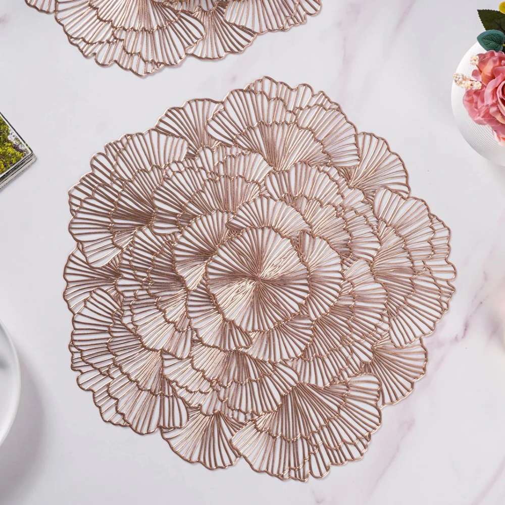 Flower Table Mat Rose Gold Set Of 6 15 Inch - Image 4